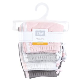 Hudson Baby Unisex Baby and Toddler Shorts Bottoms 4-Pack, Pink White, 3-6 Months