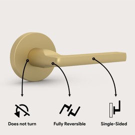 Mega Handles - Ralph Dummy I Lever Door Lock Handle Set for Closet or French Doors I Single Side, Non-Turning I Reversible I Fits All Standard Door Sizes I Screws Included - Satin Brass (2 Pack)