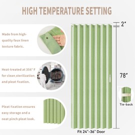 Vatge Closet Curtain for Open Closet - Green Door Curtains for Doorways Accordion Style Door Curtains for Doorway and Folding Closet Door Cover,1 Panel with Tieback, W39 x L78, Green