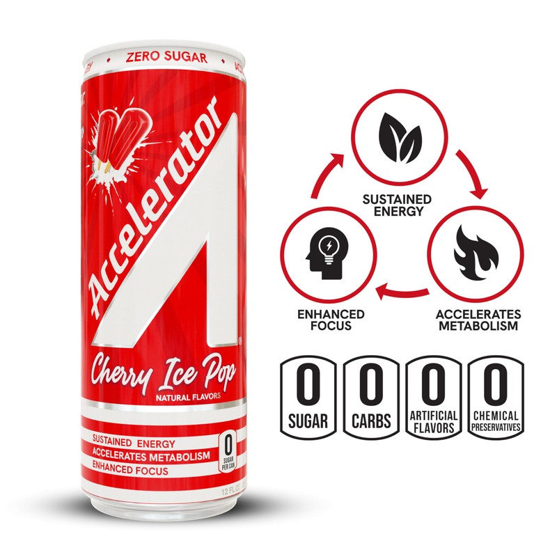 A SHOC Accelerator Cherry Ice Pop Energy Drink, 12 fl