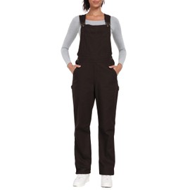 wantdo Bib Overall for Women Relaxed Fit Cotton Jumpsuit Work Pants Petite Size, Dark Brown, X-Large Short