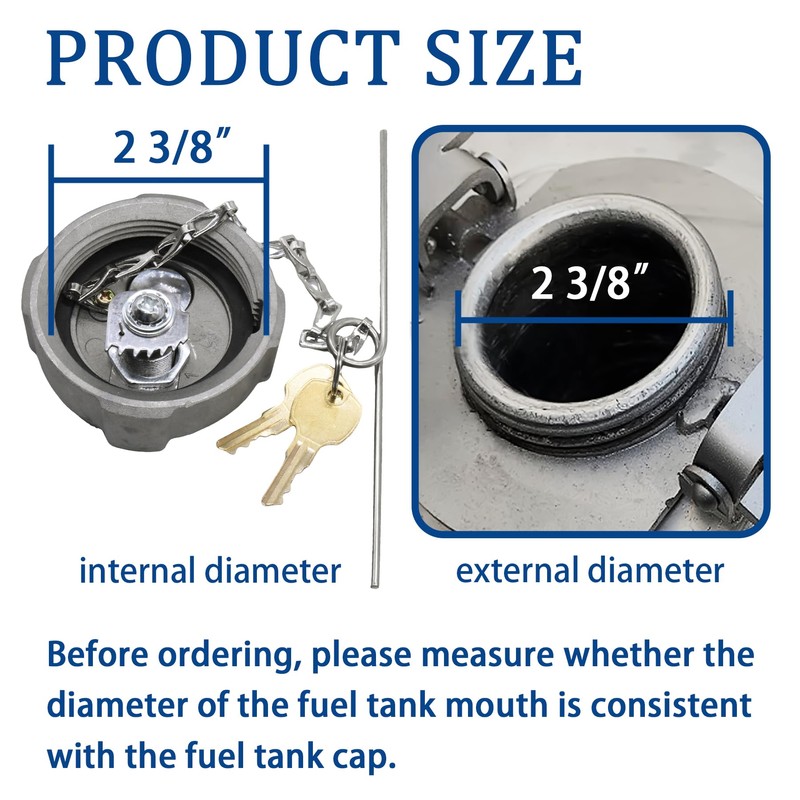 FIQAPJ 2 3/8" Locking Diesel Fuel Cap Compatible with 2002