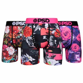PSD Underwear Mens Boxer Briefs - Floral High 3 Pack, 7 Inch Inseam, Moisture-Wicking, 4-Way Stretch, Boxer Briefs for Men Pack