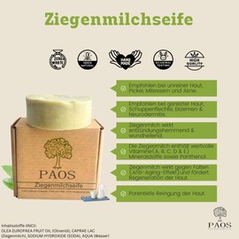 PAOS Goat Milk Soap, Approx. 150 g Acne Soap, Natural Soap, Handmade, Natural Product, No Chemicals, Traditional, Recommended for Acne, Pimples and Blackheads