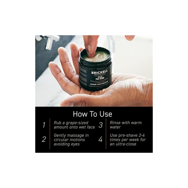 Brickell Men's Products Renewing Face Scrub, 4 Ounce