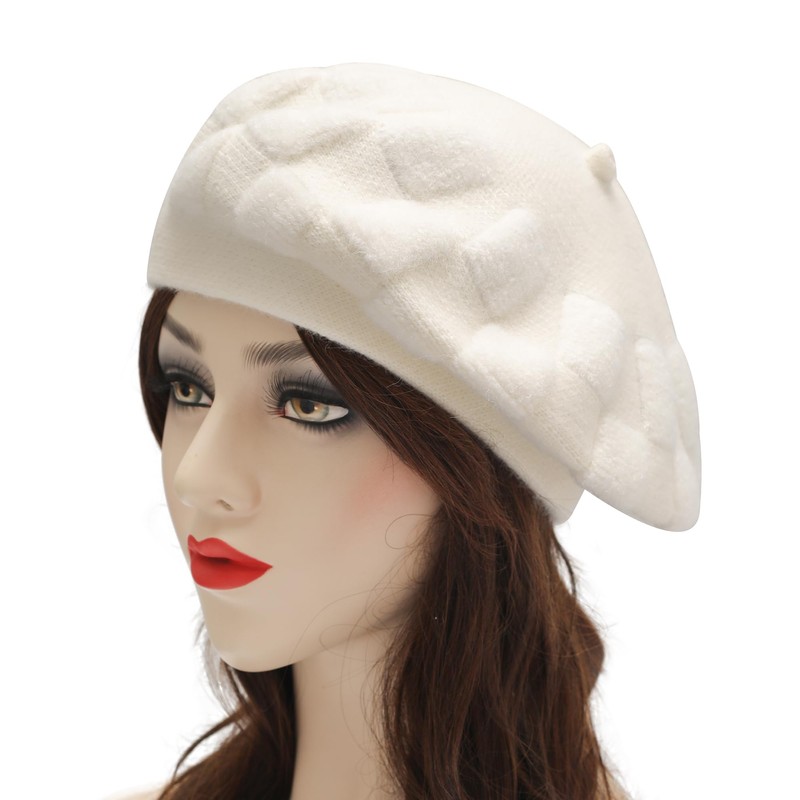 ZLYC French Beret hat, Reversible Solid Color Cashmere Knit Warm