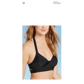 Kona Sol Black Underwire Wrap Swimsuit Bikini Top Small NEW