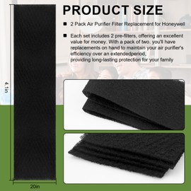 2 Pack HRF-B1 Air Purifier Filter Replacement for Honeywell, Airborne Allergen Air Filter Targets, Wildfire/Smoke, Odors and VOCs