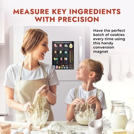 Levain & Co Kitchen Conversion Chart Magnet - Dark for Easier Cooking & Baking - Vintage Useful Gadgets - Cute Accessories - Cooking & Baking Accessories - Gifts for Bakers