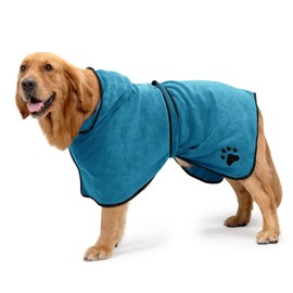 NACOCO Dog Bathrobe Towel Microfiber Pet Drying Robes Moisture Absorbing Towels Coat for Dog and Cat (Large, Green)