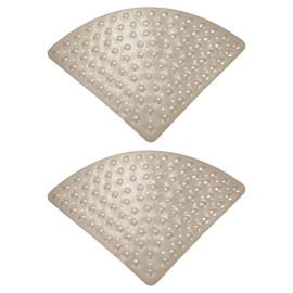 HARFINGTON 2pcs Non Slip Shower Mat 21"x21" Triangle Anti-Slip Washable Floor Bath Mats with Suction Cups for Bathroom Kitchen Bathtub Treads Stairs, Khaki