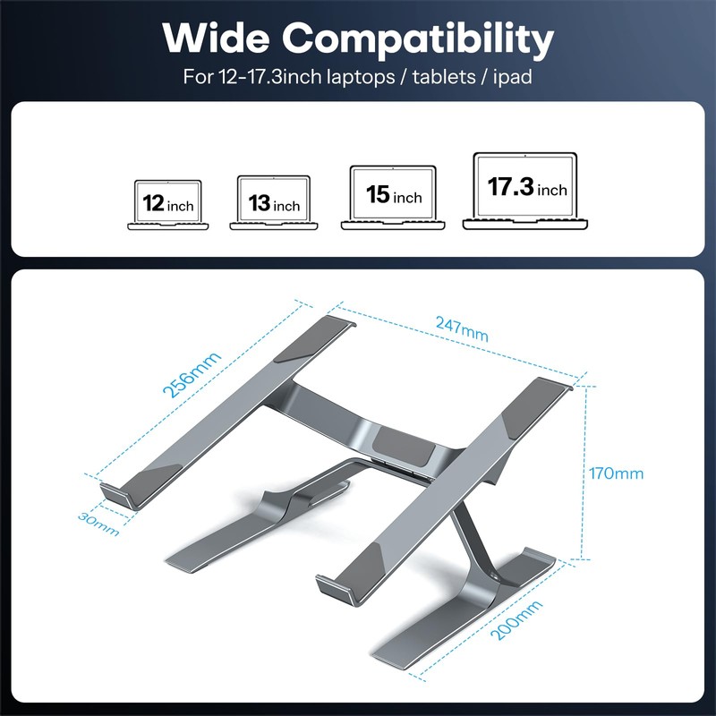 OMOTON More Stable Laptop Stand, Aluminum Adjustable Laptop Holder Stand