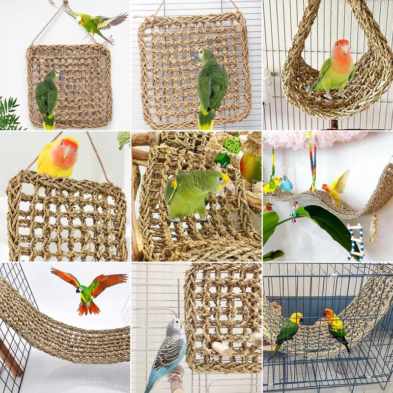 2Pcs Natural Sea Grass Parrot Mat - Foraging Chew Wall