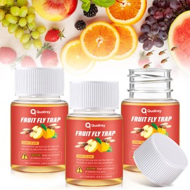Qualirey 3 Pack Fruit Fly Traps for Indoors, 0.68oz/ Bottle Fruit Fly Trap Refill Liquid for Home & Kitchen, Non Toxic Safe Near Food, Effective Lure Refill for Indoor Use