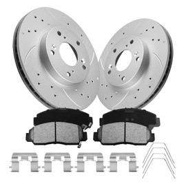 funire Front Vented G-coated Brake Pads and Rotors Kit for Accord 2007-2003, Civic 2014-2006, Brake Rotors + Carbon Fiber Ceramic Brake Pads Kit 281.6mm(11.1in)