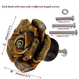 Tecrio Retro Floral Dresser Knobs, Vintage Ceramic Rose Cabinet Cupboard Dresser Drawer Knobs and Pulls - Set of 6 with Screws (B)