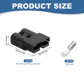 MECCANIXITY Battery Power Connector,50A 6AWG 8AWG 10AWG 12AWG Wire Harness Plug Kit Battery Quick Connect/Disconnect Jumper Cable Plug Connectors for Winch Auto Car Trailer Driver,Black,10Set