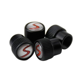 (Set of 4) S Metal Auto Tire Valve Stem Cap Cover with Resin S Emblem Covers Trim for Mini Cooper S Countryman S Clubman S JCW 36110429652