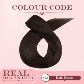 UK-Fashion-Shop Clip in Hair Extensions Real Human Hair Brown Remy Hair Extensions Clip in 8Pcs Seamless Skin Weft, 14 Inch #02 Dark Brown
