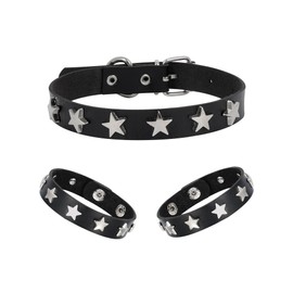 Manfnee PU Leather Studded Choker Bracelet Punk Rock Spike Rivet Collar Necalce Wristband Cuff