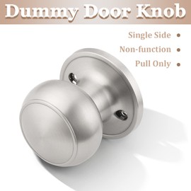 Probrico 4 Pack Classic Closet Door Knobs Dummy Door Knob, Individual Non-Turning Dummy Door Knob Single Side, Satin Nickel Interior Door Knobs