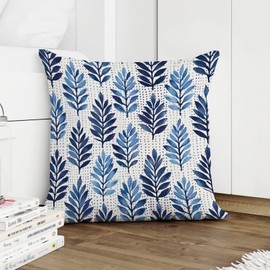 BRUYU5SE Indigo Blue Wedgewood Trellis Cushion Cases Indigo Blue Trellis Throw Pillow Cover Abstract Decorative Cushion Covers Home Decor for Couch Garden Tent Balcony 22x22 in