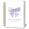 LIANHW Coquette Purple Bow Spiral Bible Notebook for Note Taking,