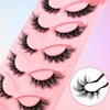 Cat Eye False Eyelashes, 5 Pairs Natural Fluffy Curling Faux