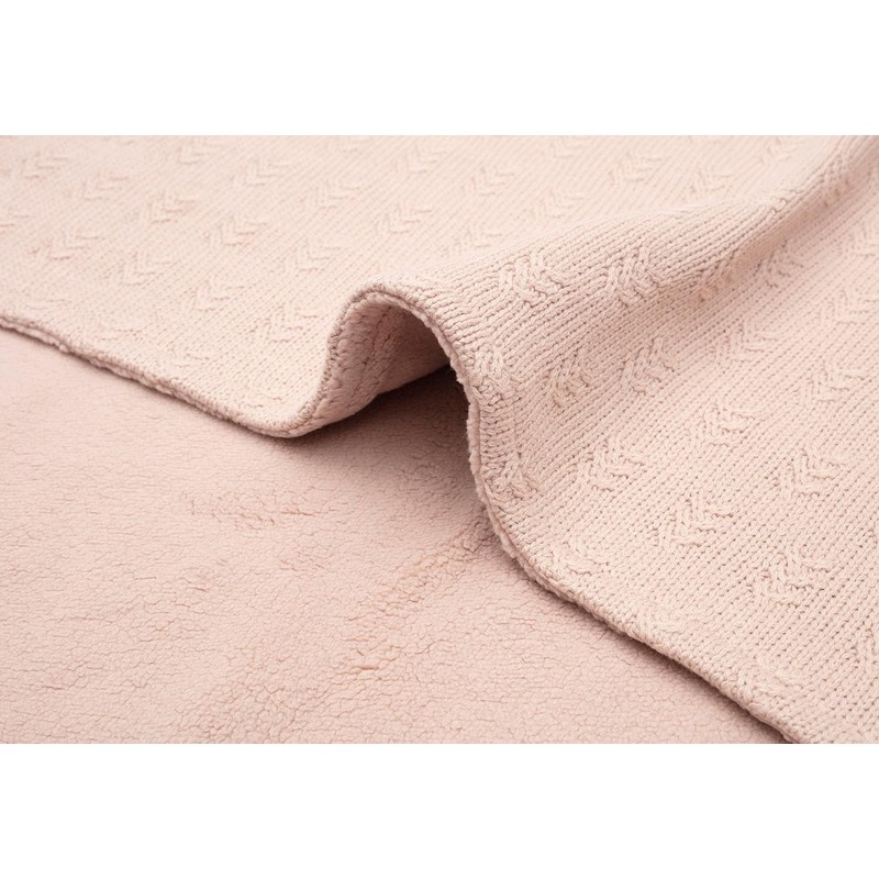 Jollein 517-511-67066 Babydecke Strick Grain Knit mit Teddyfell rosa (75x100