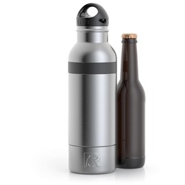 RTIC Bottle Chiller Water Bottle Insulated Cooler for 12oz Glass Soda Bottle or 16oz Aluminum Bottle, Double Wall Vacuum Insulation, Stainless Steel Sweat Proof with Built-In Bottle Opener