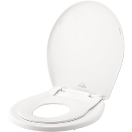 Little2Big Toilet Seat with Built-In Toddler Potty Training Seat, Slow Close, Easy to Install, Made in USA, ROUND, White