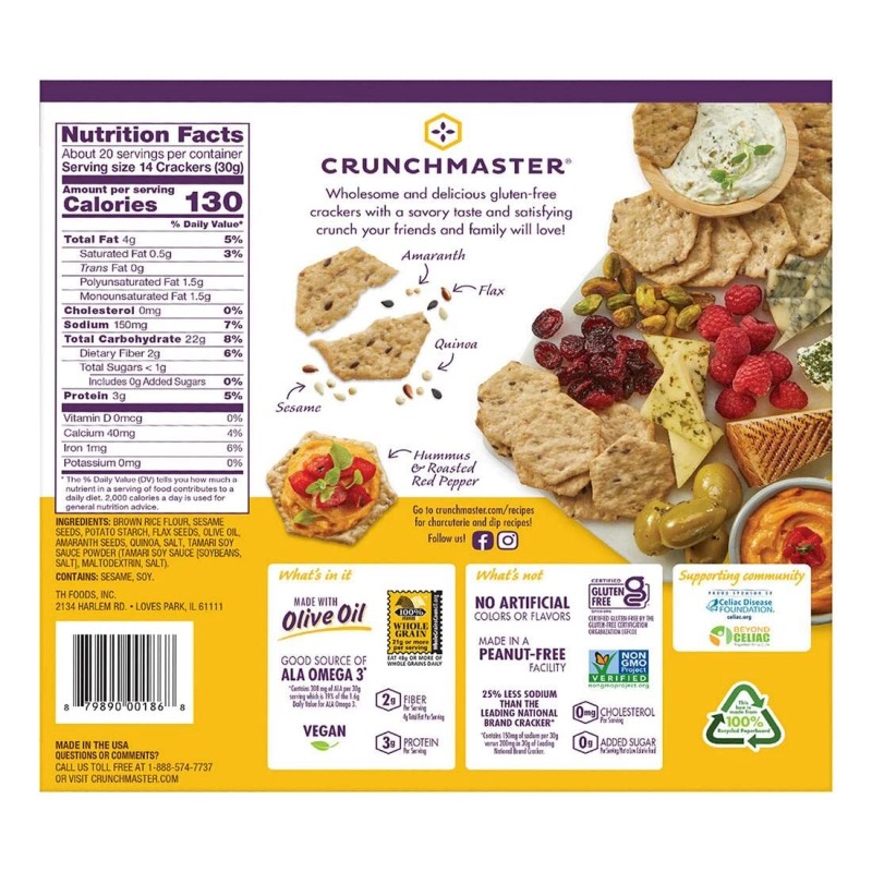 Crunchmaster Whole Grain Gluten Free Multi Grain Crackers 10.5 Ounce