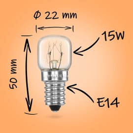 POPPSTAR Oven Lamp E14 15W Heat Resistant up to 300 Degrees (2700K Warm White, 85lm, T22), Pack of 4