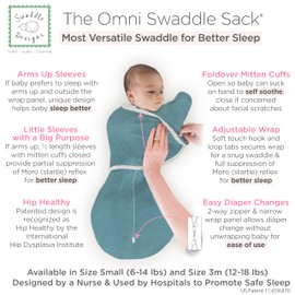 SwaddleDesigns 6-Way Omni Swaddle Sack Arms Up Swaddle for Newborn, More Options to Calm Startle Reflex, Improves Sleep, Easy Transition Baby Sleep Sack, 3 Month, 12-18 lbs, Heathered Teal