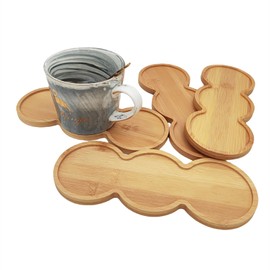 4PCS Mosaic Bamboo Coasters for Crafts, Blank Base Trays, Drinking Cup Coaster, Plant Coaster, Art Plate,DIY Mosaic Supplies (Peanut Tray)