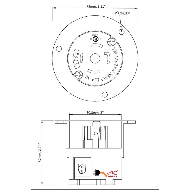 AC WORKS Super Durable Industrial Grade Locking Power Input Inlet