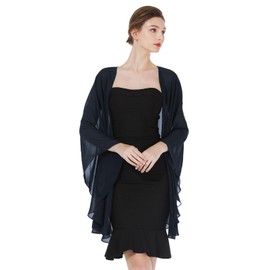 BEAUTELICATE Women's Chiffon Stole Festive Elegant Scarf Bolero Chiffon Scarf for Evening Dress Wedding Bridal Neckerchief Spring Summer, midnightblue
