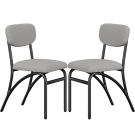 dainslef Dining Chairs Set of 2, Mid Century Modern Boucle Upholstered Chair with Metal Legs, Backrest for Kitchen, Dining Room, Office, Grey