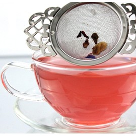 SOLSTICE TEA TRADERS Empress Tea Strainers with Drip Bowls (Pack of 2) Elegant Stainless Steel Loose Leaf Tea Strainers