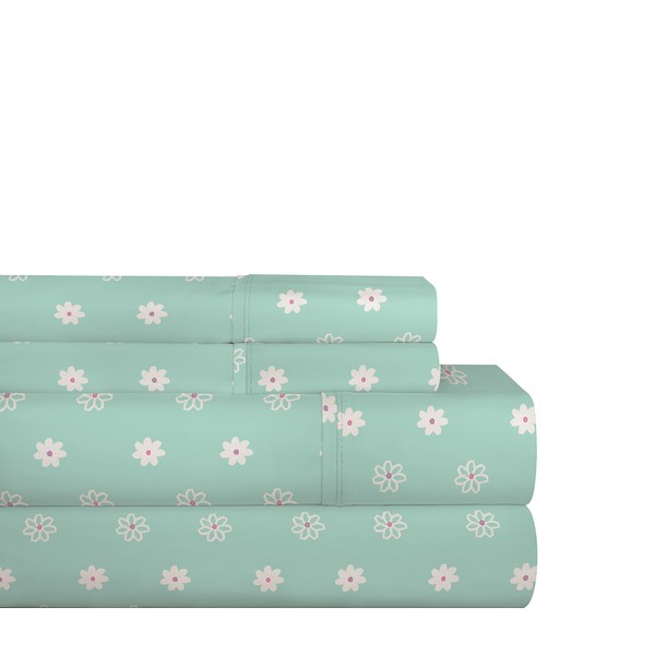 Pointehaven 200Daisisstw Sheet Set, Twin, Daisies