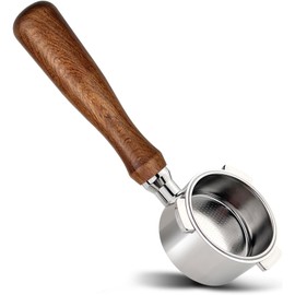 TUAKIMCE Bottomless Portafilter 54 mm, Compatible with Sagee/Brevillee Barista Series 870/878/880, Reusable Filter for Espresso with Optional Puck Screen and Wooden Handle