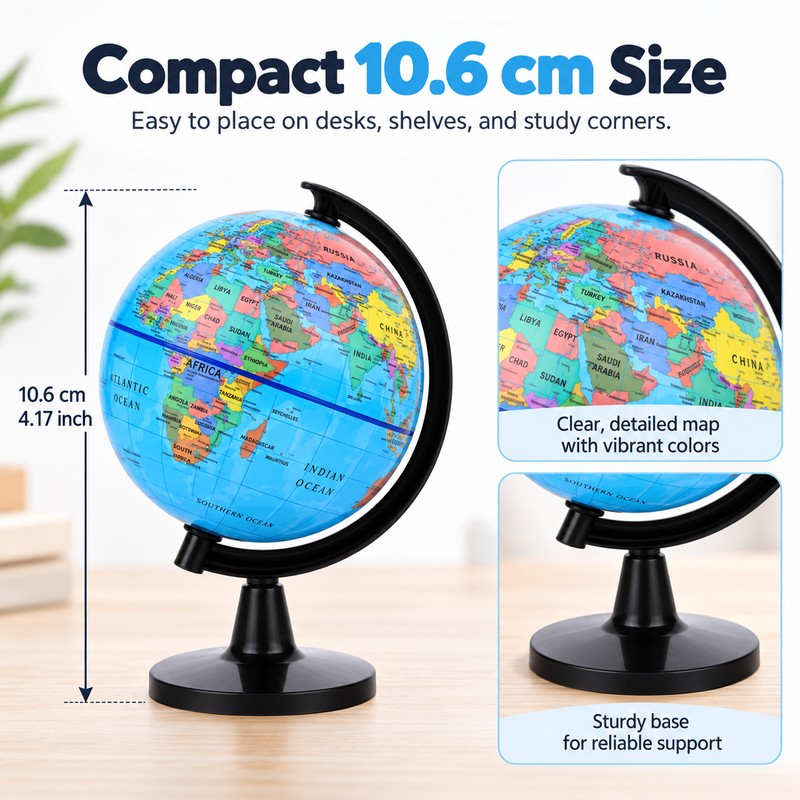 Educational World Globe for Teaching – 360° Rotating English Map