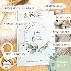 MeinBaby123® Pregnancy Diary High-Quality Gold-Plated Diary Pregnancy Gift Pregnancy Diary Gift Pregnancy Diary Gift Pregnancy Diary (Mint Eucalyptus)