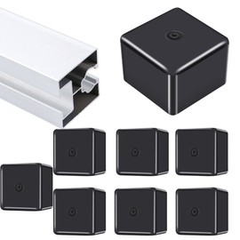 Pack of 8 square tube inserts, end cap, black plastic end caps, solar rail, PV profile, 40 x 40 solar rail design, solar rail, accessories, plastic plug-in system, aluminium profile