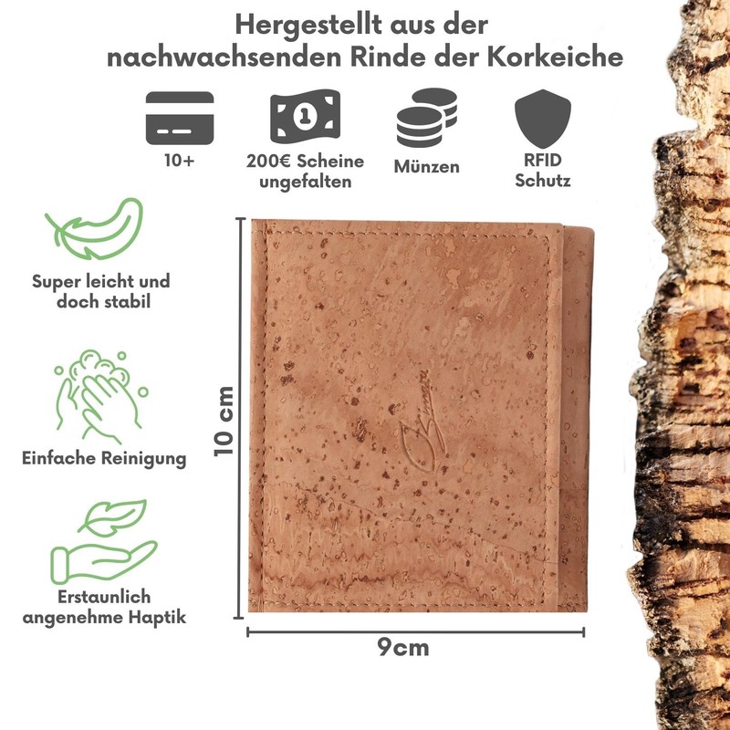 Simaru Cork Wallet with RFID Protection, Vegan Wallet for Men