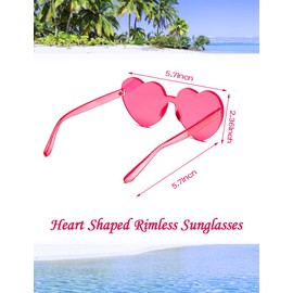 LIULIUBTY Heart Shaped Rimless Sunglasses, Bachelor Party Cool Funky Sunglasses - 12 Packs (Hot Pink)