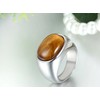 JewelryWe Jewellery Men's Stainless Steel Ring Classic Tiger Eye Silver,