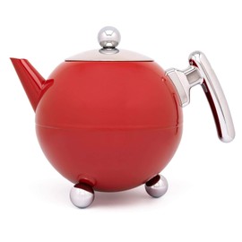 Bredemeijer Teapot Duet Bella Ronde 1.2L, Red Chrome, Chromium Fittings, Stainless Steel