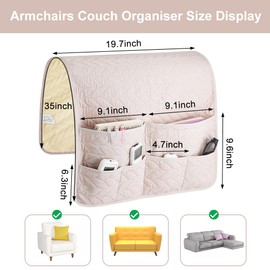 SITAKEGS Waterproof Sofa Armrest Organizer, Anti-Slip Couch Armchair Caddy Storage Bag with 6 Pockets, Sofa Arm Chair Covers Storage Bag Couch TV Remote Control Holder for Store Tablet Magazine (pink)