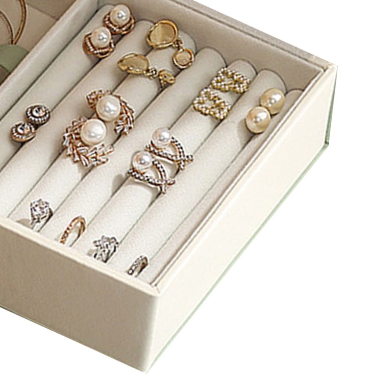 Jewelry Box Magnetic Closure Double Sided Large Capacity Decorative PU